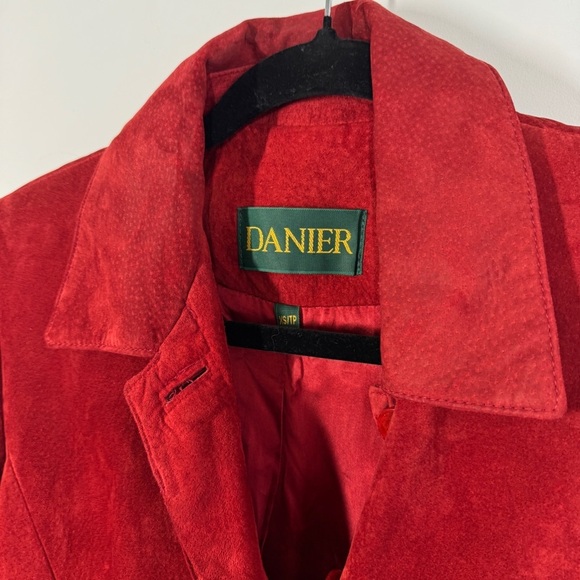 Vintage Danier Red Suede Leather Fall Academia Blazer Jacket Made in Canada XS - Picture 10 of 15